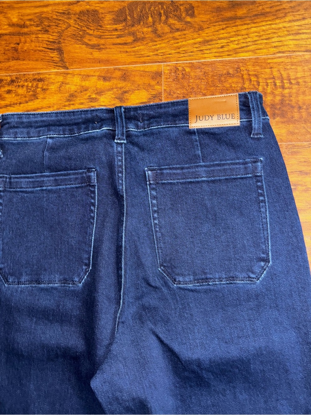 Judy Blue High-Rise Work Wear Knee Patch Straight Jeans Dark Wash Utility Denim - Picture 12 of 12